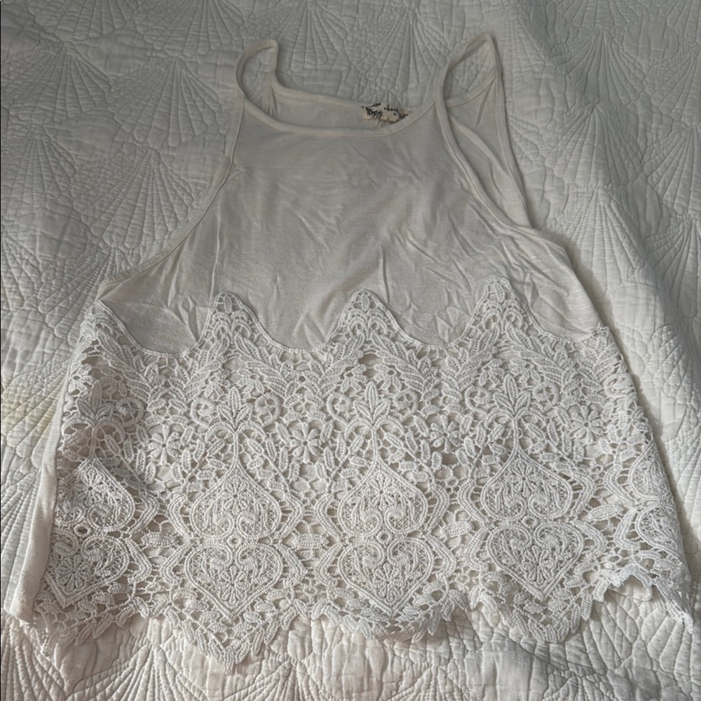 About A Girl White Lace Tank Top
